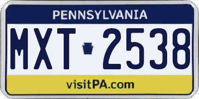 PA license plate MXT2538