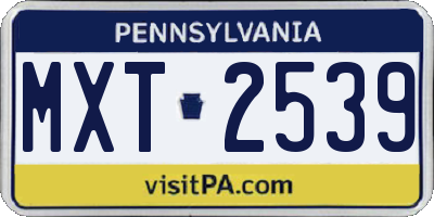 PA license plate MXT2539