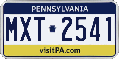 PA license plate MXT2541