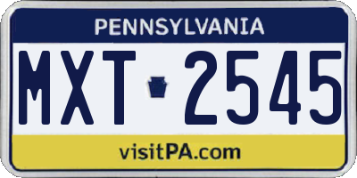 PA license plate MXT2545