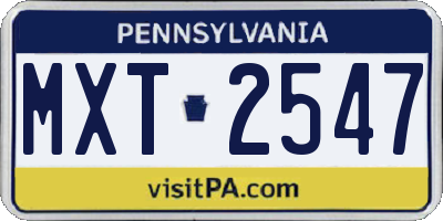 PA license plate MXT2547