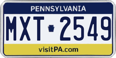 PA license plate MXT2549