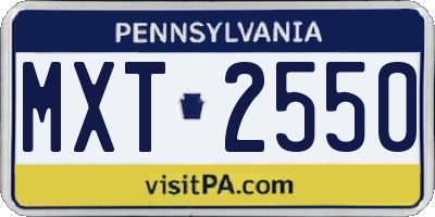 PA license plate MXT2550