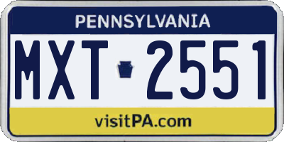PA license plate MXT2551