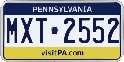 PA license plate MXT2552