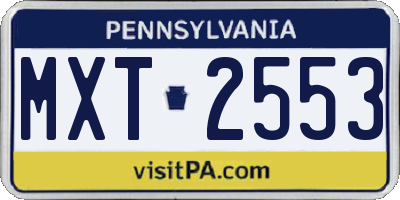 PA license plate MXT2553