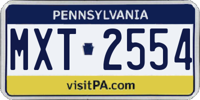 PA license plate MXT2554