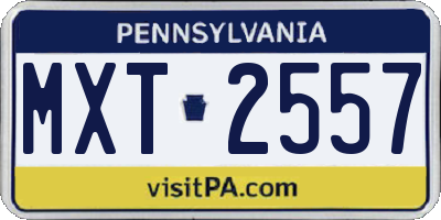PA license plate MXT2557