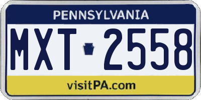 PA license plate MXT2558
