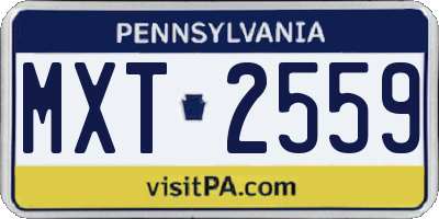 PA license plate MXT2559