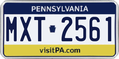 PA license plate MXT2561