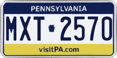 PA license plate MXT2570