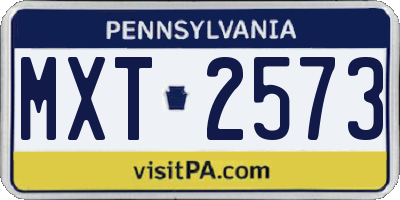 PA license plate MXT2573