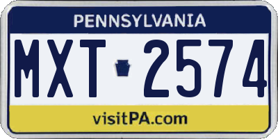 PA license plate MXT2574