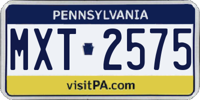 PA license plate MXT2575