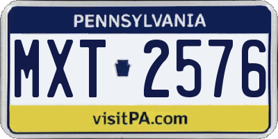 PA license plate MXT2576