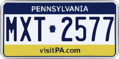 PA license plate MXT2577