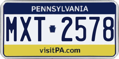 PA license plate MXT2578
