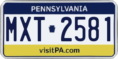 PA license plate MXT2581