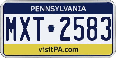 PA license plate MXT2583