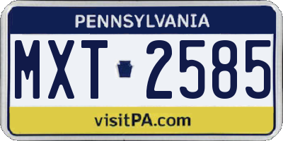 PA license plate MXT2585
