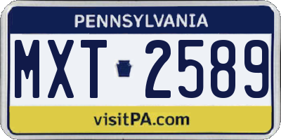 PA license plate MXT2589