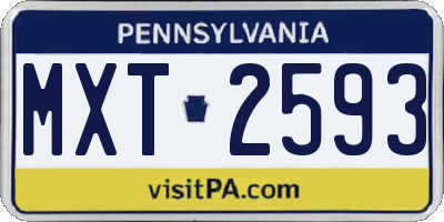 PA license plate MXT2593
