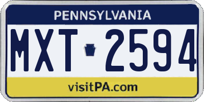 PA license plate MXT2594