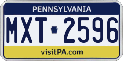 PA license plate MXT2596