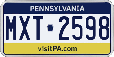 PA license plate MXT2598