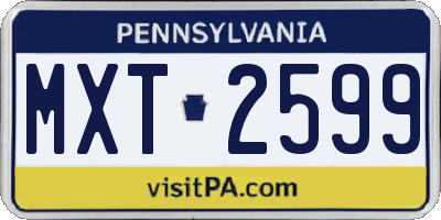 PA license plate MXT2599