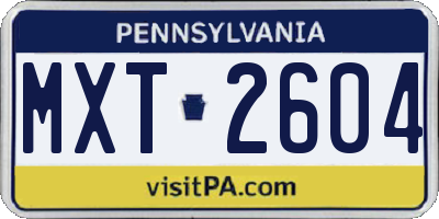 PA license plate MXT2604