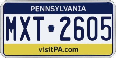 PA license plate MXT2605