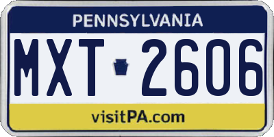 PA license plate MXT2606
