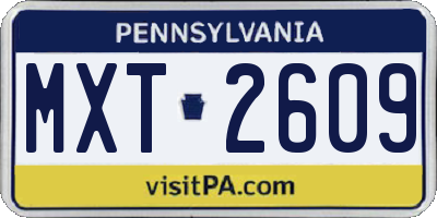 PA license plate MXT2609
