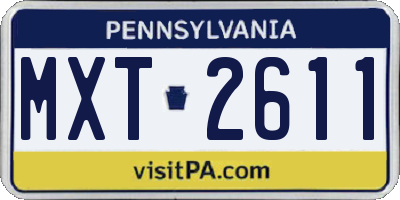 PA license plate MXT2611