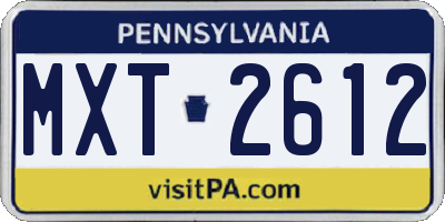 PA license plate MXT2612