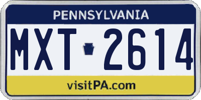 PA license plate MXT2614