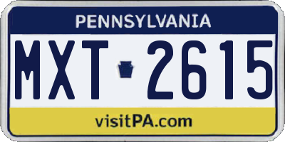 PA license plate MXT2615