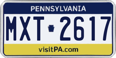 PA license plate MXT2617