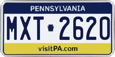 PA license plate MXT2620