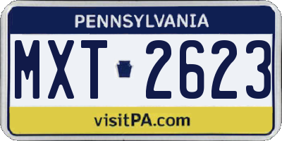 PA license plate MXT2623