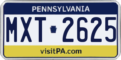 PA license plate MXT2625