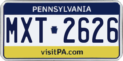 PA license plate MXT2626