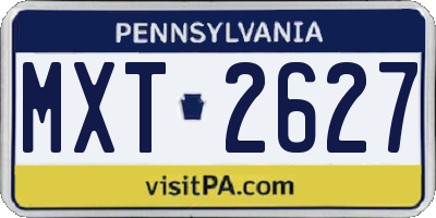 PA license plate MXT2627