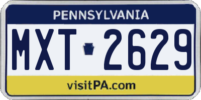 PA license plate MXT2629