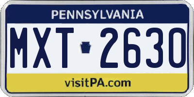 PA license plate MXT2630