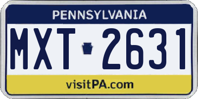 PA license plate MXT2631