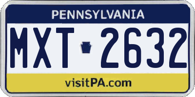 PA license plate MXT2632