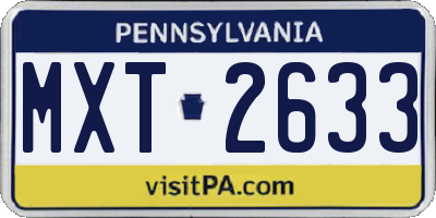 PA license plate MXT2633